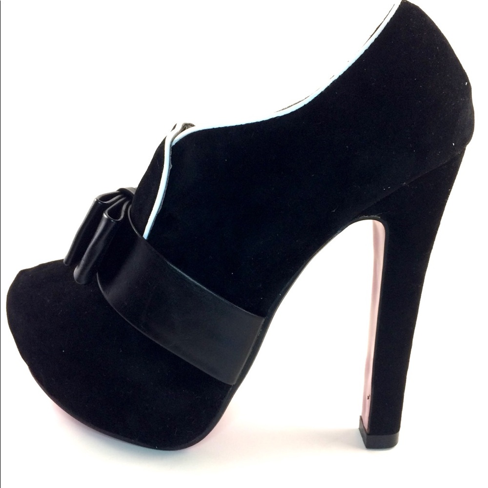 Black Suede Bowtie Bootie